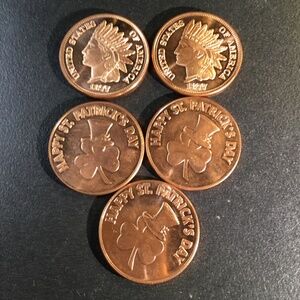Copper Coin Collection(5)1 Oz Copper Each